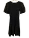 Nation Size Medium Black Cotton Short Bubble Sleeve Gathered Mixed Fabric Dress Black / Medium