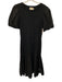 Nation Size Medium Black Cotton Short Bubble Sleeve Gathered Mixed Fabric Dress Black / Medium