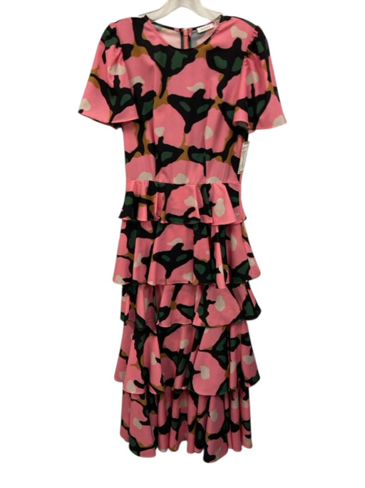 Rhode Size Est M Pink, Green, Yellow Polyester Cap Sleeve Abstract Floral Dress Pink, Green, Yellow / Est M