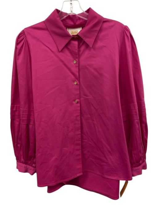 Emily McCarthy Size Medium Hot pink Cotton Blend Long puff sleeve Pintuck Top Hot pink / Medium