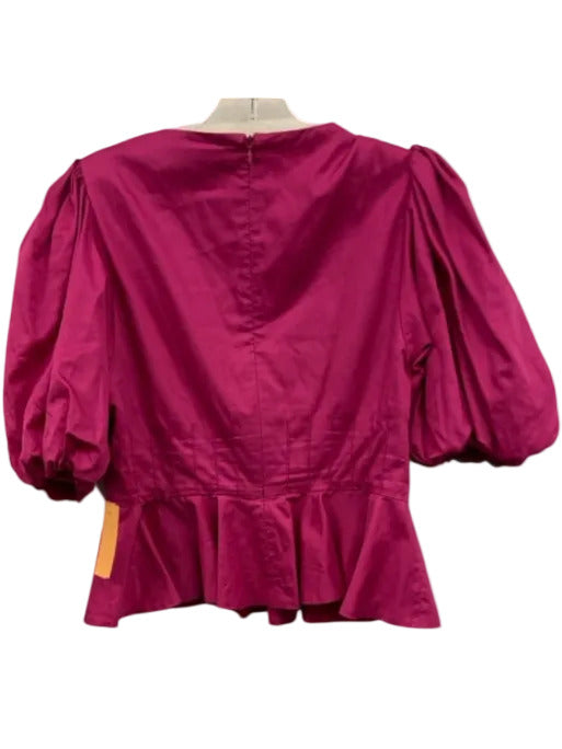 Hunter Bell Size 6 Hot pink Cotton Square Neck Peplum Short Puff Sleeve Top Hot pink / 6