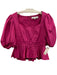 Hunter Bell Size 6 Hot pink Cotton Square Neck Peplum Short Puff Sleeve Top Hot pink / 6