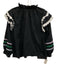 Cynthia Rowley Size Medium Black, Pink, Green Cotton Long puff sleeve Ruffle Top Black, Pink, Green / Medium
