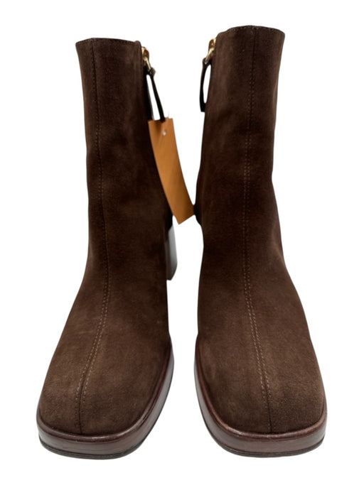 Tod's Shoe Size 38 Brown Leather Suede Square Toe Paneled Platform Boots Brown / 38