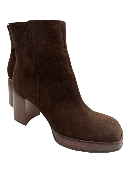 Tod's Shoe Size 38 Brown Leather Suede Square Toe Paneled Platform Boots Brown / 38