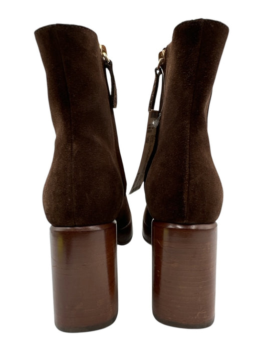 Tod's Shoe Size 38 Brown Leather Suede Square Toe Paneled Platform Boots Brown / 38