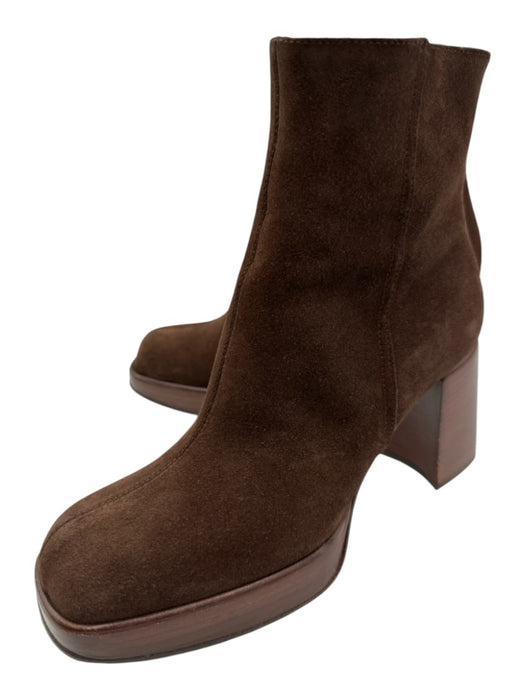 Tod's Shoe Size 38 Brown Leather Suede Square Toe Paneled Platform Boots Brown / 38