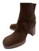 Tod's Shoe Size 38 Brown Leather Suede Square Toe Paneled Platform Boots Brown / 38