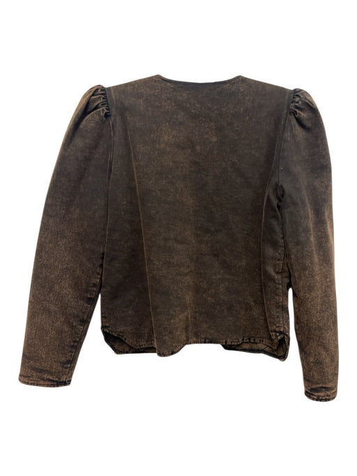 Rhode Size Small Brown & Black Cotton Denim Long puff sleeve Acid Wash Jacket Brown & Black / Small