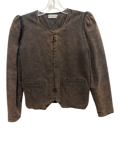 Rhode Size Small Brown & Black Cotton Denim Long puff sleeve Acid Wash Jacket Brown & Black / Small