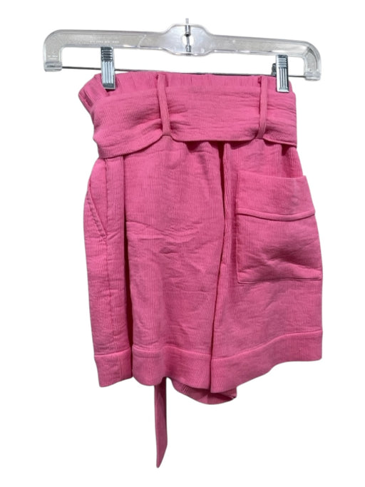 Staud Size 0 Pink Rayon Blend Ribbed Sash High Rise Shorts Pink / 0