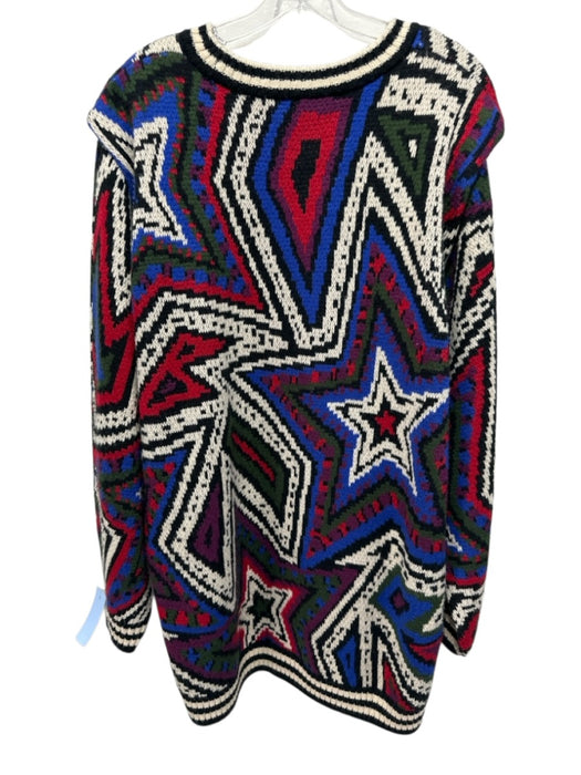 Farm Rio Size M Black, White & Multi Wool Blend Knit Geometric Ribbed Hem Dress Black, White & Multi / M