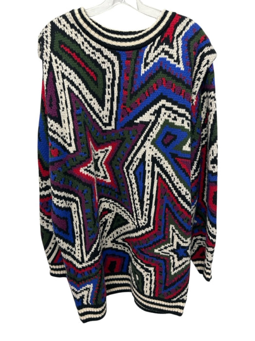 Farm Rio Size M Black, White & Multi Wool Blend Knit Geometric Ribbed Hem Dress Black, White & Multi / M