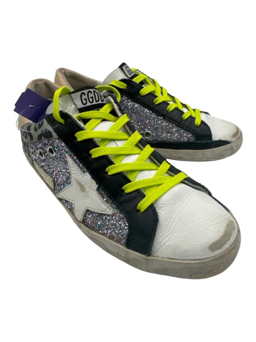 Golden Goose Shoe Size 36 Silver, Gray, Black & White Leather Glitter Sneakers Silver, Gray, Black & White / 36