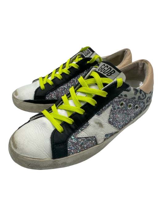 Golden Goose Shoe Size 36 Silver, Gray, Black & White Leather Glitter Sneakers Silver, Gray, Black & White / 36