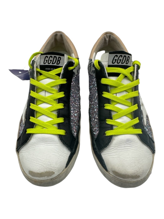 Golden Goose Shoe Size 36 Silver, Gray, Black & White Leather Glitter Sneakers Silver, Gray, Black & White / 36