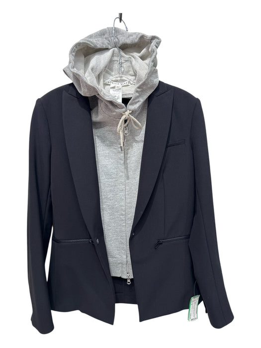 Veronica Beard Size 00 Black & Gray Nylon Blend Blazer Hood Zip Up Jacket Black & Gray / 00