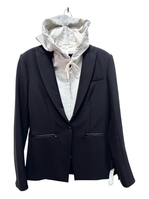 Veronica Beard Size 00 Black & Gray Nylon Blend Blazer Hood Zip Up Jacket Black & Gray / 00