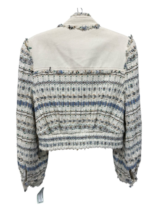Veronica Beard Size 4 Cream, Blue & Multi Cotton Blend Denim Button Front Jacket Cream, Blue & Multi / 4