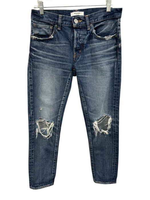 Moussy Vintage Size 26 Dark Wash Cotton Denim Mid Rise Whiskering Tapered Jeans Dark Wash / 26