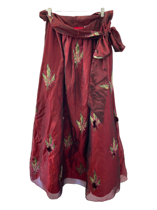 Chetta B Size 12 Red & green Tulle Floral Floor Length Evening Formal Skirt Red & green / 12