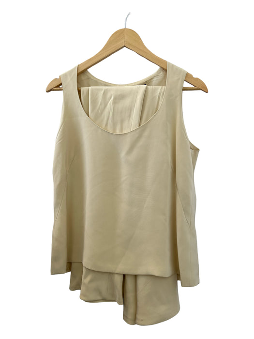 Mark Heister Size M/L Pale Yellow Silk Elastic Waist Sleeveless Pant Set Pale Yellow / M/L