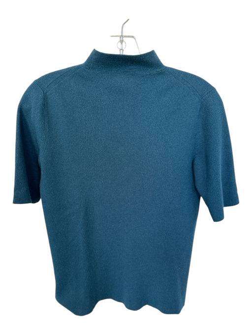 Lafayette Size Est M Teal Wool Mock Neck Short Sleeve Half Zip Sweater Teal / Est M