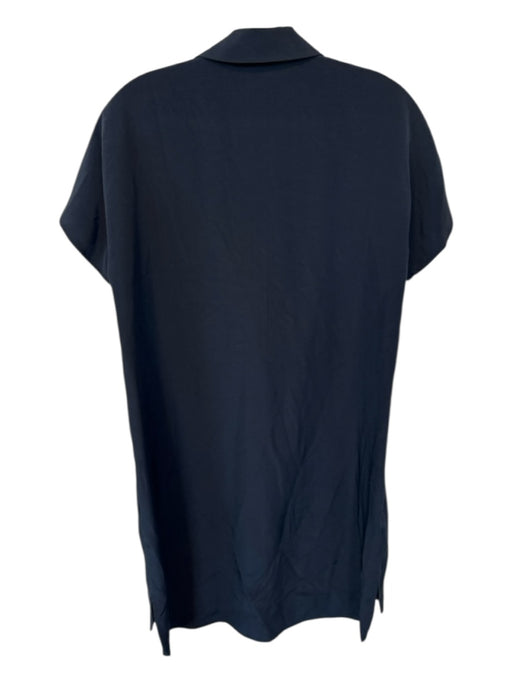 Vince Size M Navy Silk Short Sleeve Collar Dress Navy / M