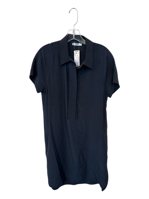 Vince Size M Navy Silk Short Sleeve Collar Dress Navy / M