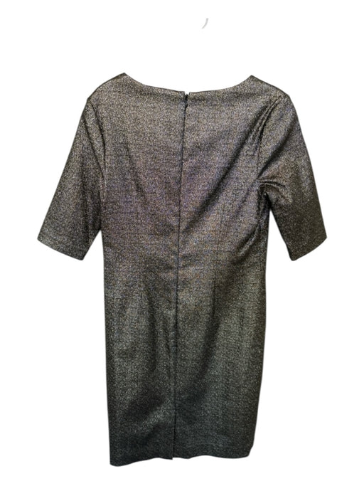 Teri Jon Size 10 Black & Gold Polyester Blend 3/4 Sleeve Square Neck Dress Black & Gold / 10