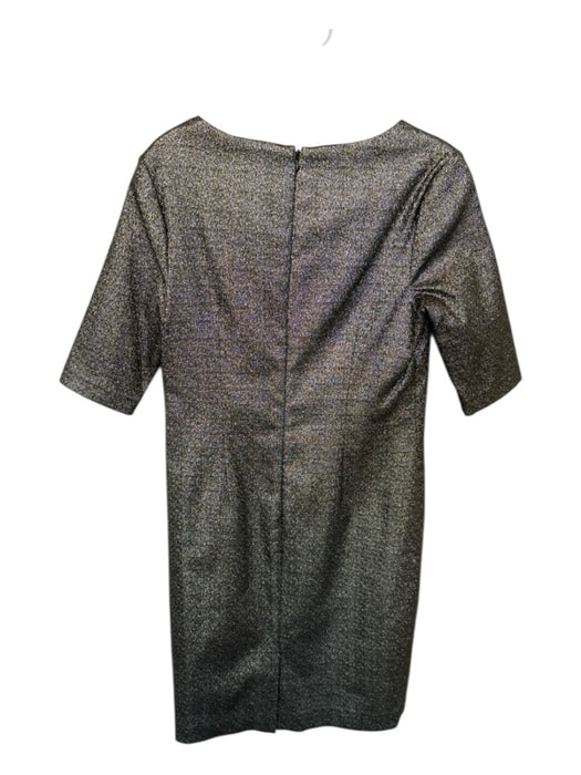 Teri Jon Size 10 Black & Gold Polyester Blend 3/4 Sleeve Square Neck Dress Black & Gold / 10