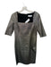 Teri Jon Size 10 Black & Gold Polyester Blend 3/4 Sleeve Square Neck Dress Black & Gold / 10
