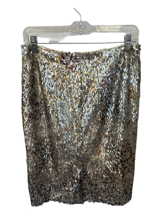 Natori Size 6 Bronze & Silver Sequin Back Zip Pencil Skirt Bronze & Silver / 6
