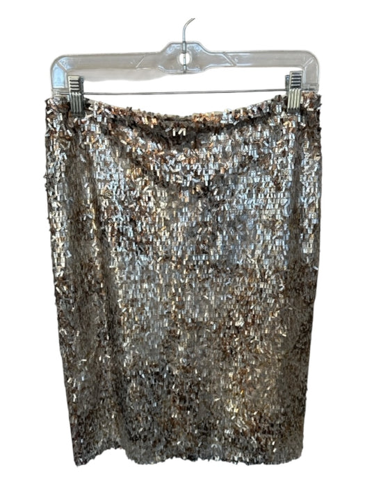 Natori Size 6 Bronze & Silver Sequin Back Zip Pencil Skirt Bronze & Silver / 6