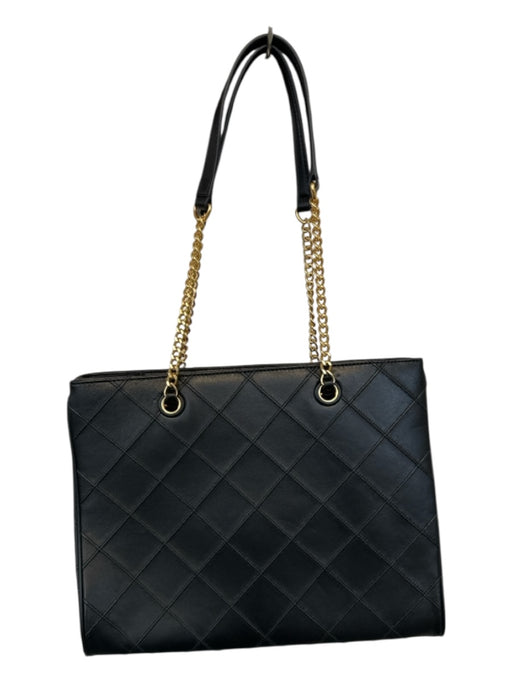 Quince Black & Gold Leather Quilted Chain Strap Structured Bag Black & Gold / L
