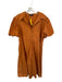 Beulah Size L Rust Cotton Short Balloon Sleeve Collar Button Down Maxi Dress Rust / L