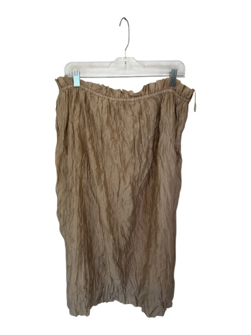J. Crew Size XXL Tan Lycocell & Cotton Elastic Waist Crinkle Maxi Skirt Tan / XXL