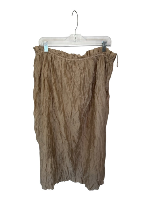 J. Crew Size XXL Tan Lycocell & Cotton Elastic Waist Crinkle Maxi Skirt Tan / XXL