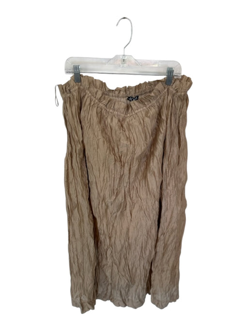 J. Crew Size XXL Tan Lycocell & Cotton Elastic Waist Crinkle Maxi Skirt Tan / XXL
