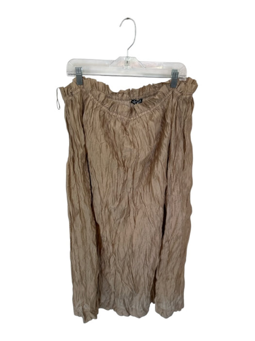 J. Crew Size XXL Tan Lycocell & Cotton Elastic Waist Crinkle Maxi Skirt Tan / XXL