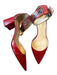France Valentine Shoe Size 8.5 Red Leather Snake Skin Block Heel Heels Red / 8.5