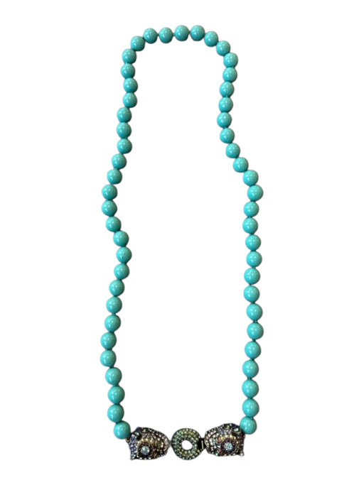 Heidi Daus Turquiose Bead Crystal Dragon Statement Necklace Turquiose