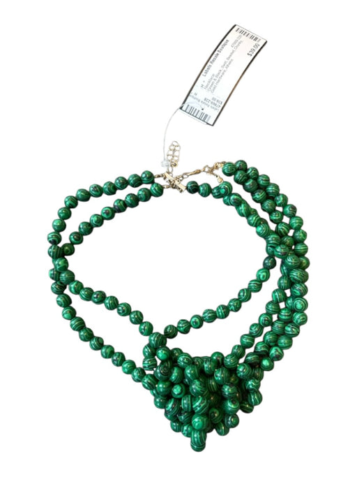 Green & Black Swirl Beaded Chunky Gold Hardware Necklace Green & Black