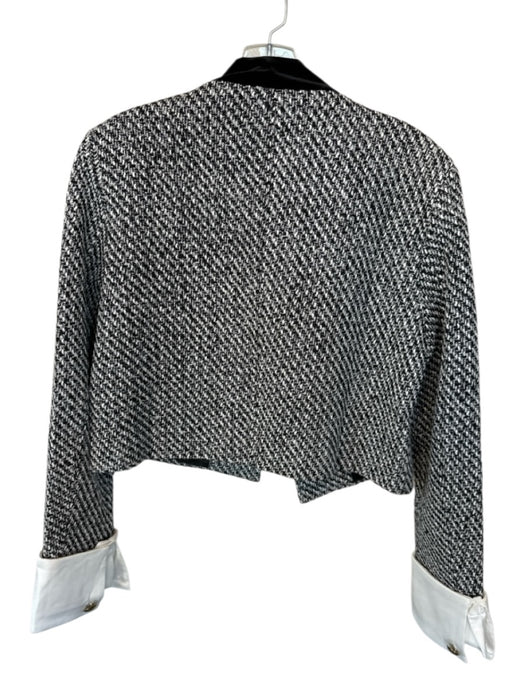 Commense Size M Black & White Wool & Polyester Tweed Velvet Collar Jacket Black & White / M