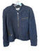 Jaeger Size 12 Navy & Black Wool Blend Distressed Front Zip Pockets Jacket Navy & Black / 12