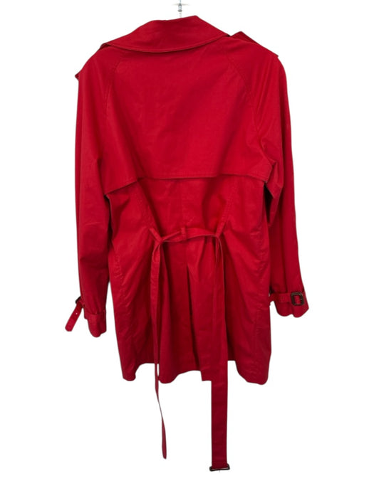 Lafayette 148 Size 12 Red Cotton Blend Collar Button Belt Trench Coat Red / 12