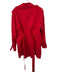 Lafayette 148 Size 12 Red Cotton Blend Collar Button Belt Trench Coat Red / 12