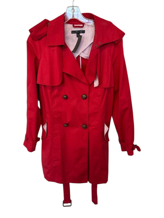 Lafayette 148 Size 12 Red Cotton Blend Collar Button Belt Trench Coat Red / 12