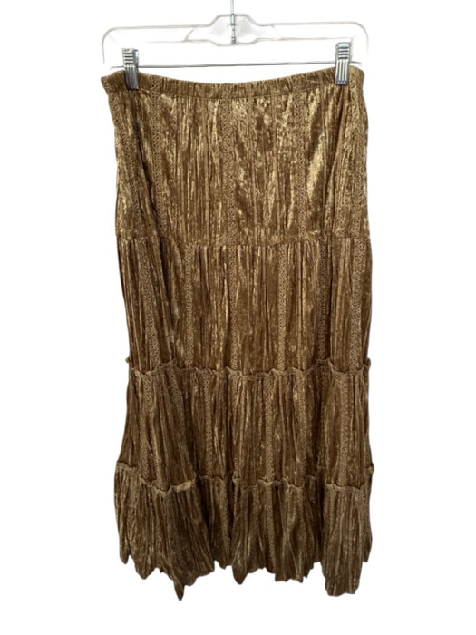 Sharon Young Size L Gold Polyester Velvet Sequin Detail Elastic Waist Maxi Skirt Gold / L