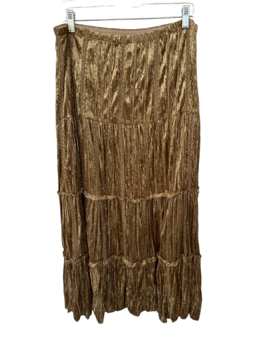 Sharon Young Size L Gold Polyester Velvet Sequin Detail Elastic Waist Maxi Skirt Gold / L